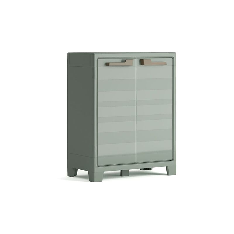 Armoire Basse Planet Outdoor en Résine Multifonctions pour Intérieur et Extérieur - Étagères et Pieds Ajustables - Canessable - 80 x 44 x 100 cm