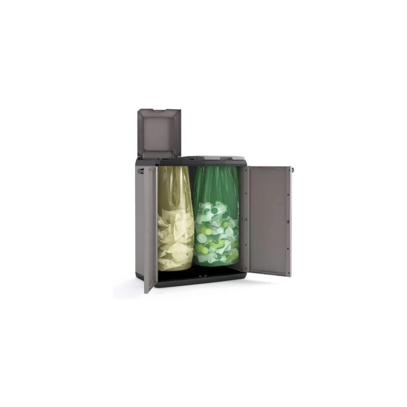 Poubelle Keter deux places en re'sine fendue 110 litres 68x39x85 cm