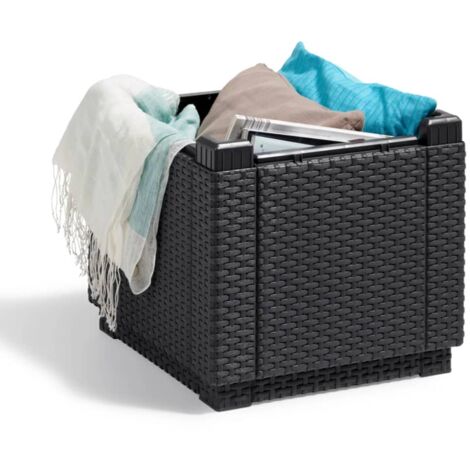 ALLIBERT Pouf de rangement Cube avec coussin Graphite Keter