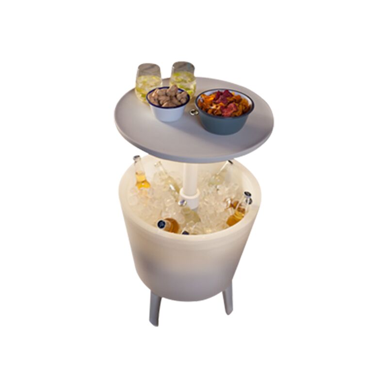 Cool bar lumineux Glacière lumineuse led, avec table rétractable, 57x 50 x 50 cm, blanc (231366) - Keter