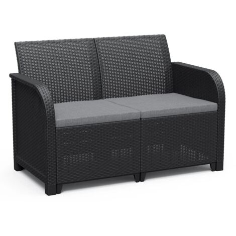 Keter Rosalie 2-Sitzer Sofa grau Grafit außen