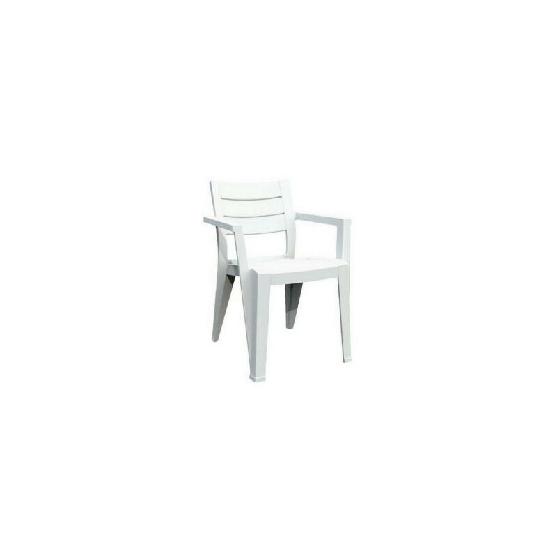 Chaise empilable Julie en polypropyle'ne effet bois blanc 61,5x58x79 cm pour l'exte'rieur