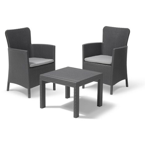 Keter Set 2 Fauteuils + Table Ouverte SALVADOR BALCON Graphite