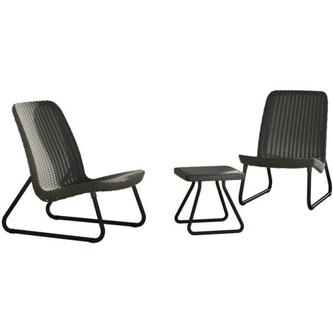 Keter Set 2 Sessel + offener Couchtisch RIO PATIO Graphit