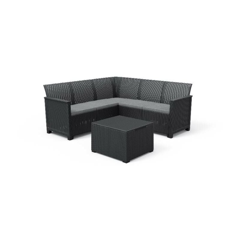 Emma corner Ensemble canapé d'angle + Table basse conteneur Graphite - Keter
