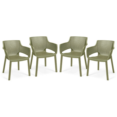 Keter Set x4 Silla de exterior de jardín Elisa Cedar Verde 61,5x53x78,4 cm