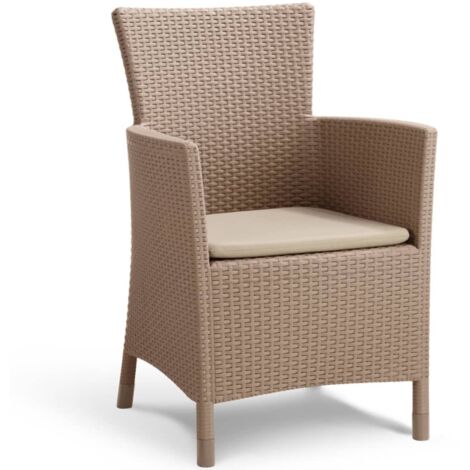 KETER Sillón  exterior terraza resina  con cojín IOWA capuchino AnxPxAl cm 62x60x89