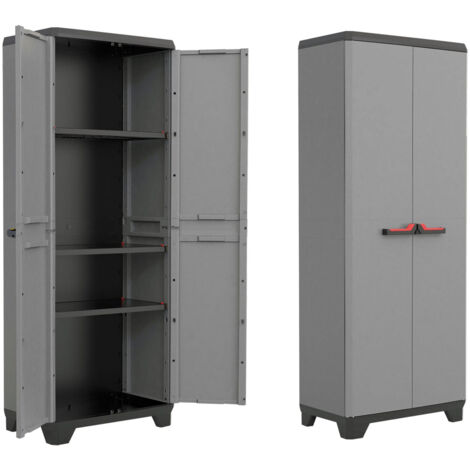KETER Armoire Tuttopiani Résine courageuse avec 2 portes et 3 étagères de base Stilo High réglables