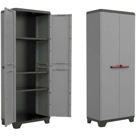 KETER Armoire Tuttopiani Résine courageuse avec 2 portes et 3 étagères de base Stilo High réglables