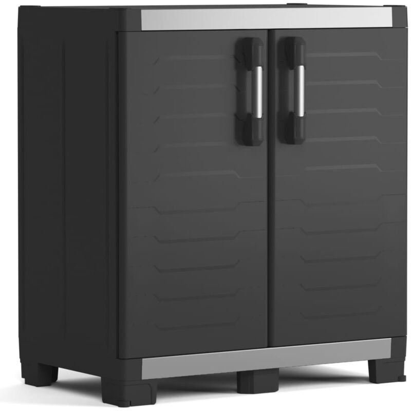 Keter - Low Storage Cabinet Garage xl Black and Sliver 99 cm