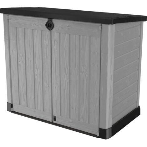 Keter Store It Out Ace Aufbewahrungsbox - 145.5x82x125cm - 1200 Liter Fassungsvermögen - Kunststoff - Hellgrau - Holzoptik - einfach zu montieren