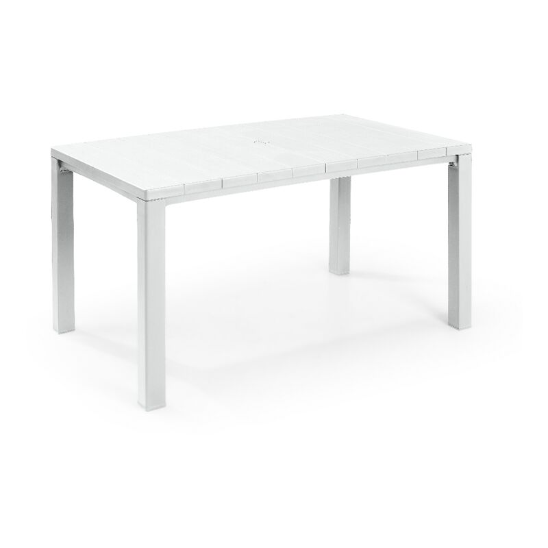 Keter Table de jardin d'extérieur en résine plastique Blanc rectangulaire 147x90 cm