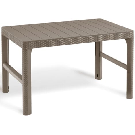 Table Allibert Lyon, graphite, table en polyrotin, table de salon, table en plastique, table de jardin, 116 x 71,5 x 66,5 cm, 233779