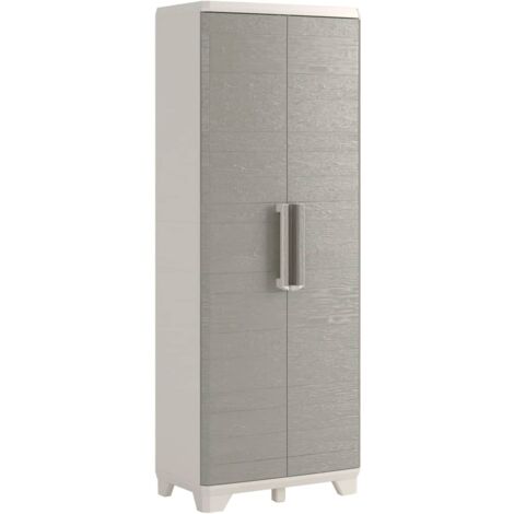 Keter Tall Cabinet "Wood Grain" Cream and Taupe 68x39x182 cm