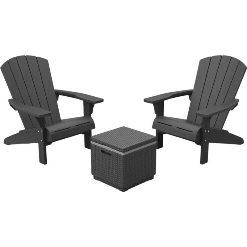 Keter Troy Adirondack Gartenstuhl 2er-set + Allibert Ice Cube Tisch Mit Kühlfach