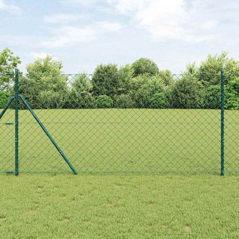 Kettengliedzaun Mit Pfosten Grün 1.5 X 10 M Stahl Vidaxl