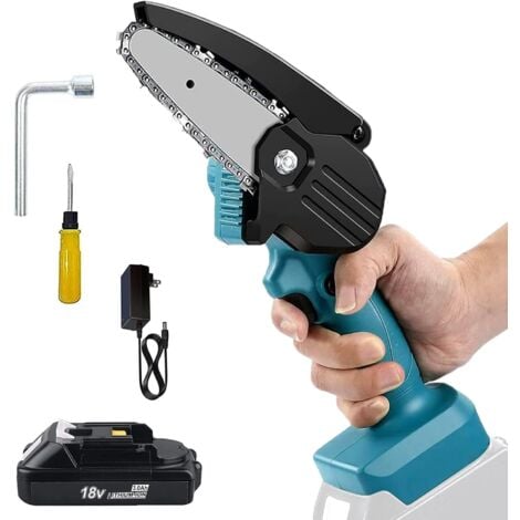 TEETOK Kettensäge ,Mini 4 Zoll 18V 2-in-1 mit 3000mAh elektrische Kettensäge Batterie mit Batterie (KKompatibel mit Makita-Akku 18V BL1840 BL1850 BL1860 )