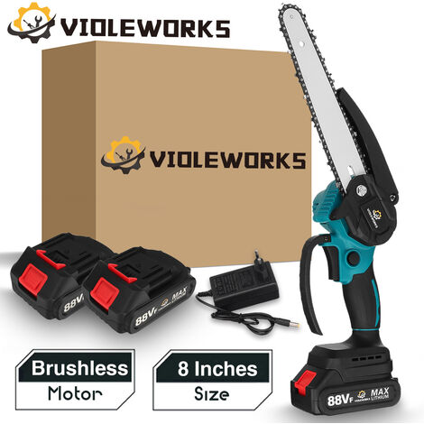 MAEREX Kettensäge Pruner Chainsaw Battery Chainsaw Log Saw 2 Batterien VIOLEWORKS 8''18V 10000RPM Brushless Cordless Fantablau