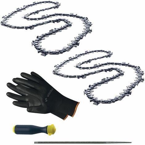 Kettensäge Zubehör - 2x Sägekette 25cm 1/4 Ersatzkette + Feile mit Feilenheft 4mm