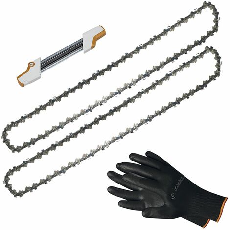 Kettensäge Zubehör - 2x Sägekette 30cm Picco Micro Mini 3 Ersatzkette + 2in1 Feilenhalter mit Feile 4 mm