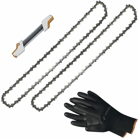 Kettensäge Zubehör - 2x Sägekette 35cm 52G Picco Micro 3 Ersatzkette + 2in1 Feilenhalter mit Feile 4 mm
