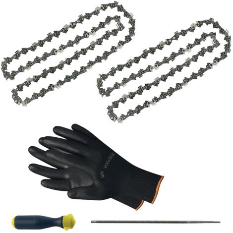 Kettensäge Zubehör - 2x Sägekette 35cm Ersatzkette + Feilenheft mit Feile 4,5mm
