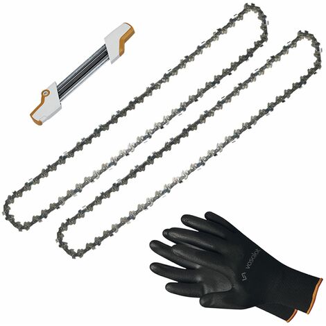 Kettensäge Zubehör - 2x Sägekette 35cm Picco Micro 3 Ersatzkette + 2in1 Feilenhalter mit Feile 4mm