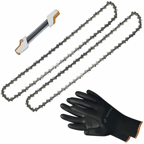Kettensäge Zubehör - 2x Sägekette 37cm Rapid Micro Ersatzkette + 2in1 Feilenhalter mit Feile 4,8mm