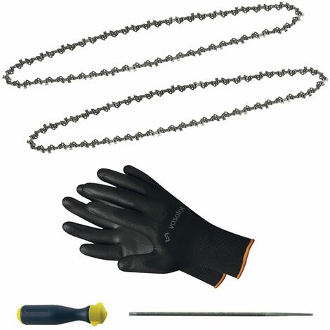 Kettensäge Zubehör - 2x Sägekette 40cm DT20663-QZ Ersatzkette + Feilenheft mit Feile 4mm