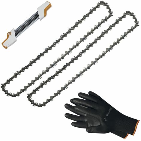 Kettensäge Zubehör - 2x Sägekette 40cm Picco Super 3 Ersatzkette + 2in1 Feilenhalter mit Feile 4 mm