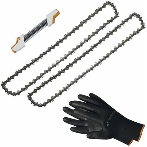 Kettensäge Zubehör - 2x Sägekette 40cm Rapid Micro 3 Pro Ersatzkette + 2in1 Feilenhalter mit Feile 4,8mm
