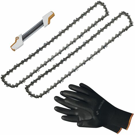 Kettensäge Zubehör - 2x Sägekette 40cm Rapid Super Pro Ersatzkette + 2in1 Feilenhalter mit Feile 4,8mm