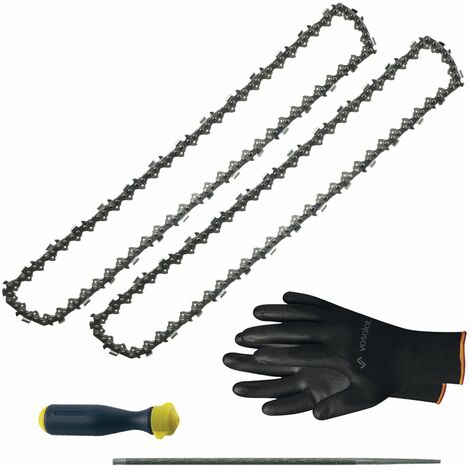 Kettensäge Zubehör - 2x Sägekette 40cm Rapid Super Pro Ersatzkette + Feilenheft mit Feile 4,8mm