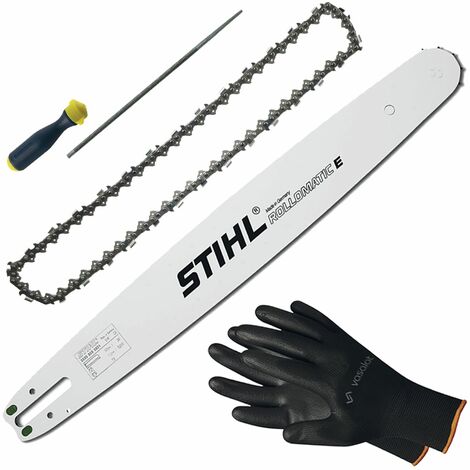 Kettensäge Zubehör - Sägekette 40cm Rapid Super Pro Ersatzkette + Schwert 40cm + Feilenheft mit Feile 4,8mm