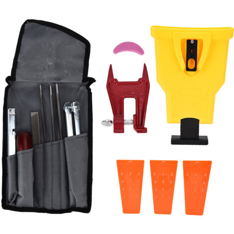 Kettensägen-Schärfset mit 5/32", 3/16", 7/32"-Feilen, Schleifstein, Lagerschraube und Schneidkeil