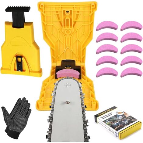 Kettensägenschärfer, Kettensägenschärfer-Set mit 10 Schleifsteinen, Universal-Kettenschärfer, Kettensägenschärfer, Schärfer für Kettensägen, Ultra-Sägekettenschärfer für jede Kettensäge (Kit)