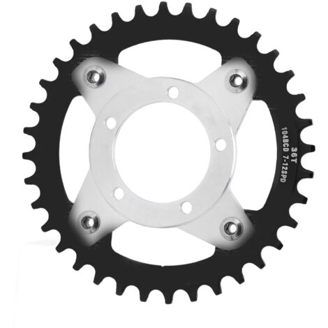 Kettenumrüstsatz für Bafang BBS01 BBS02 Motor, 36T 104BCD Kettenblatt, Adapter für Mittelmotorantrieb, Farbe: Schwarz.