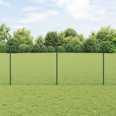 Kettenzaun mit 22 U-Pfosten Grün 1x25 m Stahl vidaXL913511