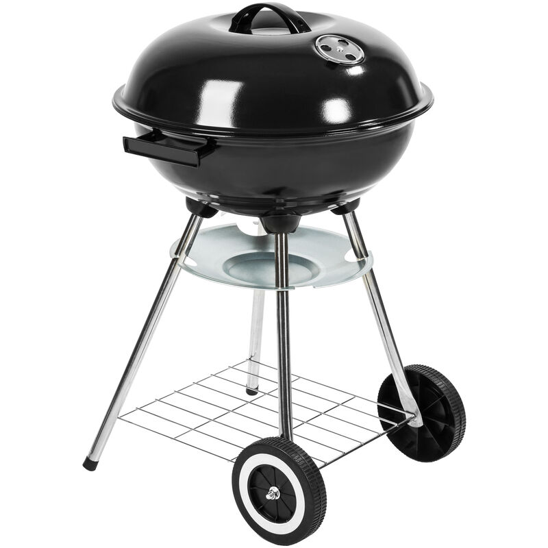 Tectake - BBQ kettle grill Ø 41.5 cm galvanized with wheels - charcoal grill, barbecue, charcoal bbq - brown