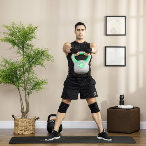 Kettlebell 16 kg. Haltère avec Poignée Ergonomique. Haltère à Boule. Musculation. Entraînement. 27 x 17 x 31 cm. Vert