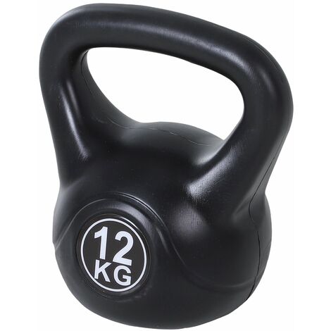 Kettlebell per Allenamento 12 Kg in PVC e Sabbia Nero
