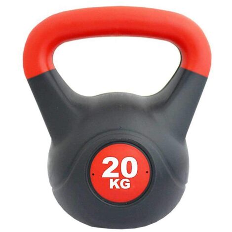 KETTLEBELL PVC REMPLI DE CIMENT - POIDS 20KG - ROUGE ET NOIR