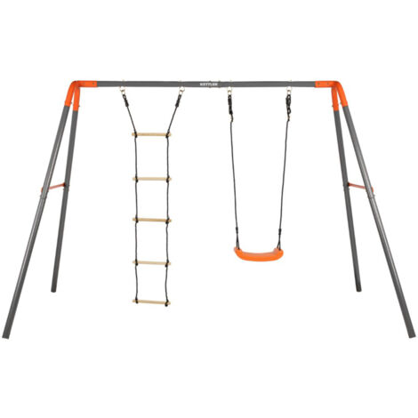 Kettler Doppelschaukel "Combi" mit Strickleiter, grau / orange
