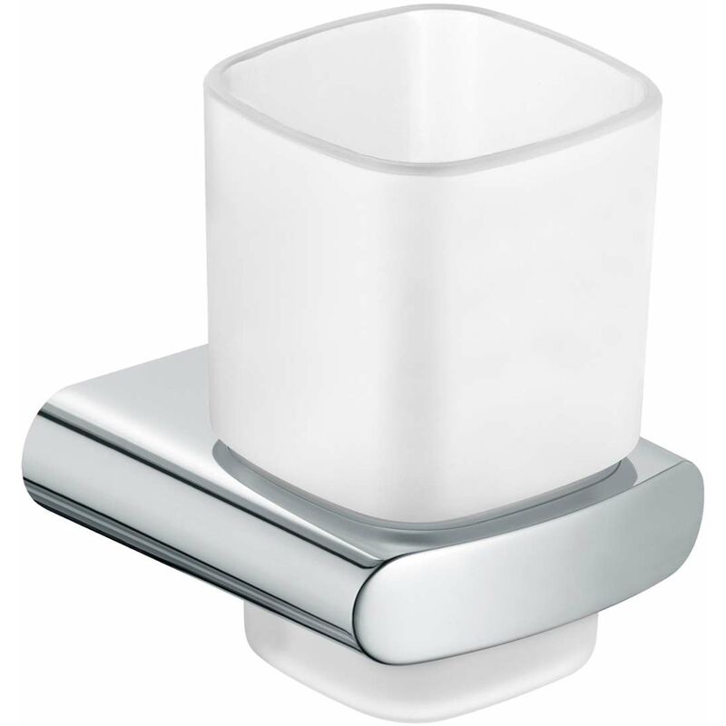 Elegance - Gobelet brosse à dent et dentifrice avec support, verre dépoli/chrome 11650019000 - Keuco