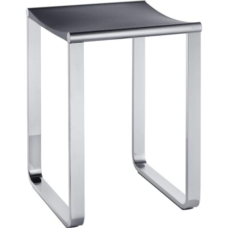 KEUCO Bad-Hocker Plan, in Chrom und anthrazit, Anti-Rutsch Füße für die Dusche, bis 100 kg, 46,9 cm hoch, Design-Badhocker, Dusch-Sitz, 14982010037