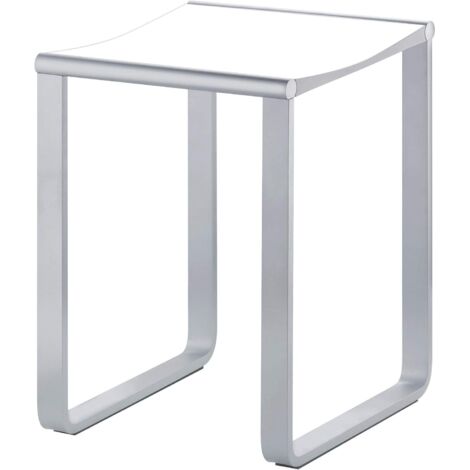 KEUCO Bad-Hocker Plan in Chrom und weiß, Anti-Rutsch Füße für die Dusche, bis 100 kg, 46,9 cm hoch, Design-Badhocker, Dusch-Sitz, 14982010051