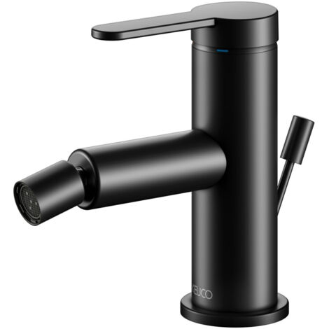 Keuco Bidet-Einhebelmischer IXMO Flat Ausl. 110mm, m Abl.garn, schwarz matt
