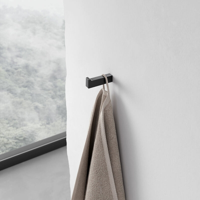 Bademantelhaken Aus Metall, Schwarz-matt, Eckig, Für Badezimmer Oder Sauna, Wandhaken Für Bademäntel Und Handtücher, Edition 11 - Keuco