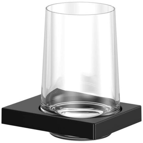Keuco Edition 11 - Vaso para cepillos de dientes con soporte, cristal/negro mate 11150379000