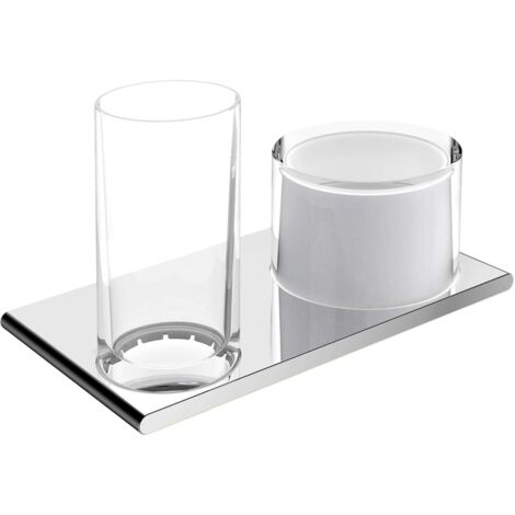 Keuco Edition 400 - Dispensador de jabón y vaso con soporte, cristal/cromo 11553019000